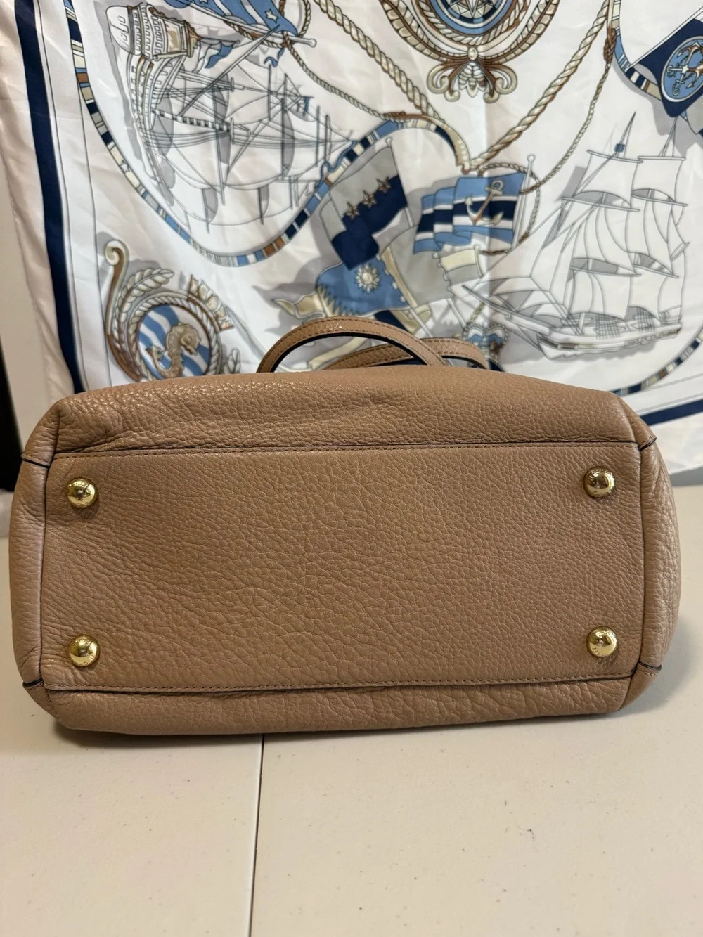 Michael Kors Tan Pebbled Leather Chain-Accent Tote